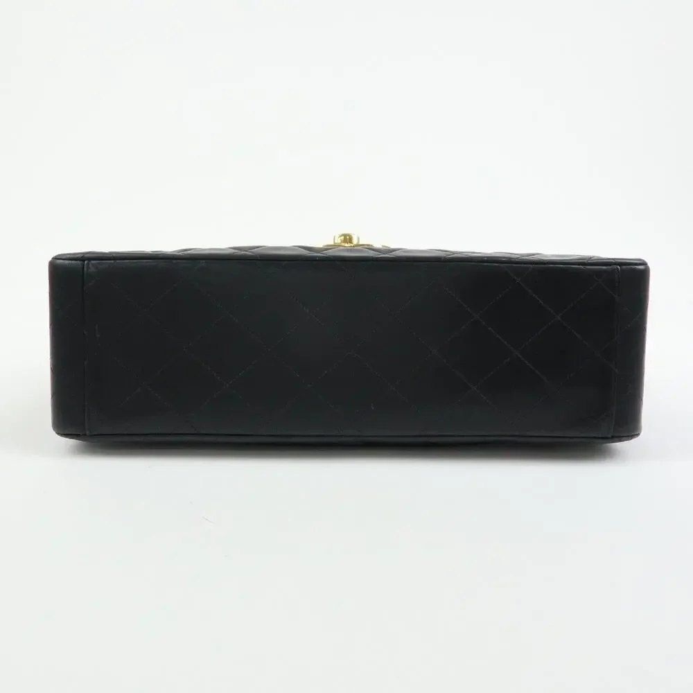 Chanel Matelasse Lambskin Jumbo 34 Flap Bag Black